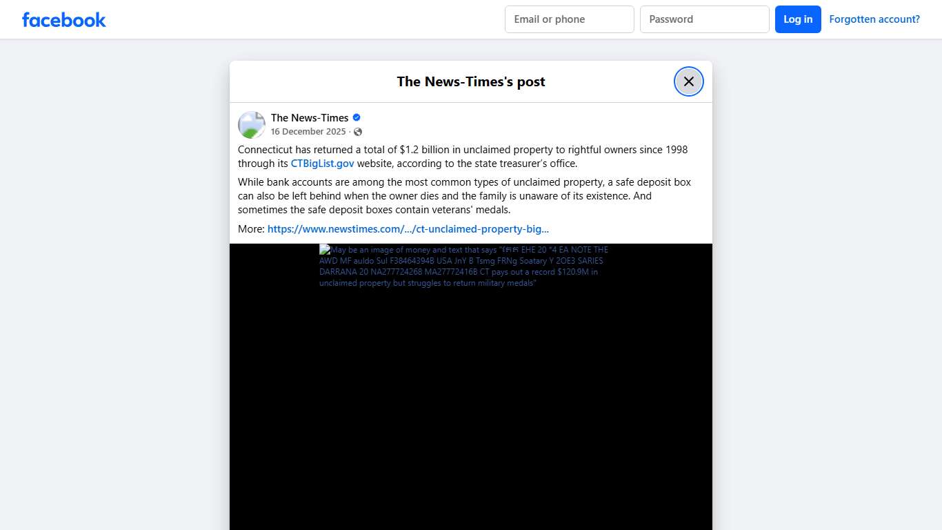 The News-Times - Connecticut has returned a total of $1.2... Facebook