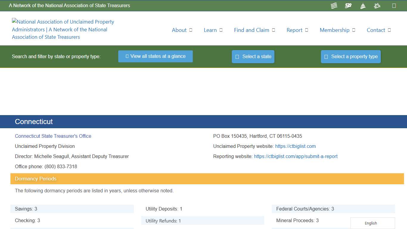 Connecticut – National Association of Unclaimed Property Administrators (NAUPA)